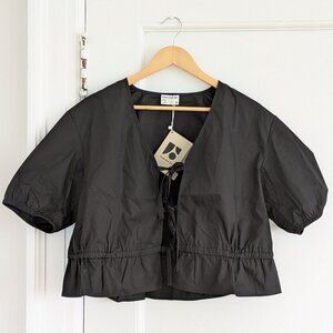 Frank&Oak Puff Sleeve Tie Front Blouse